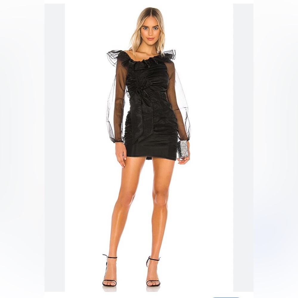 NWT Lovers + Friends Revolve Arron Black Ruffle cocktail mini dress women sz S